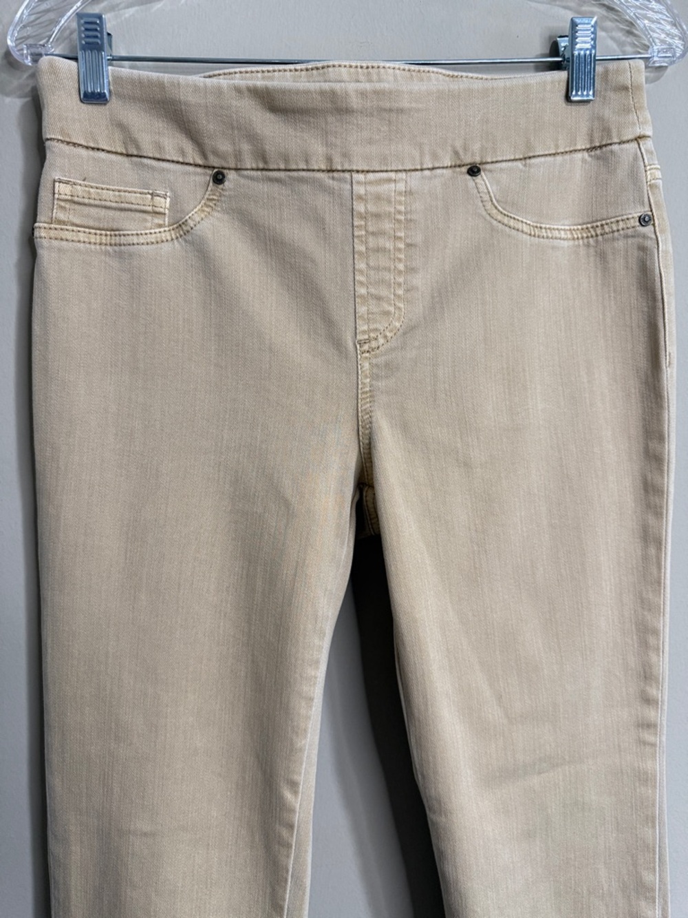 Chicos Beige Slim Ankle Pants with Button Cuff detail - Picture 3 of 8